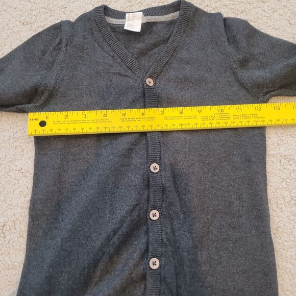 H&M HM Long Sleeve Button V-neck Cardigan Grey Size 4T Kid Toddler 100% Cotton - Picture 3 of 6
